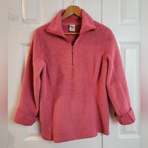 L.L. Bean Sherpa Fleece Pullover‎ Women's Medium 1/4 Zip Pink/Coral Long Sleeve